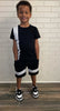 “Bryce” Black Boys Striped tee set