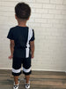 “Bryce” Black Boys Striped tee set