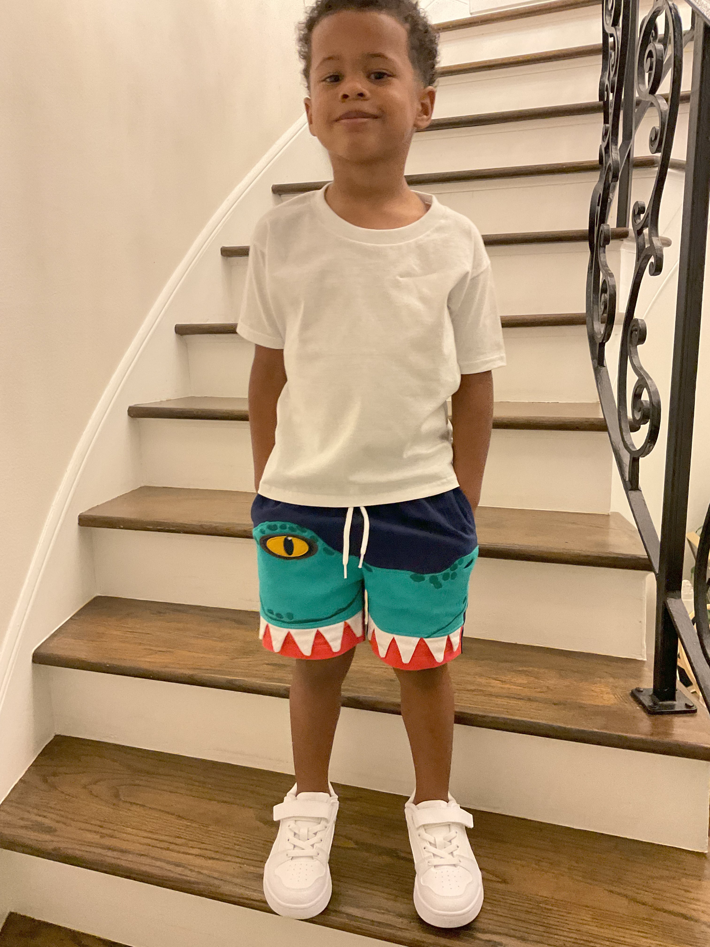 “Liam” Boys Crocodile shorts with white T shirt