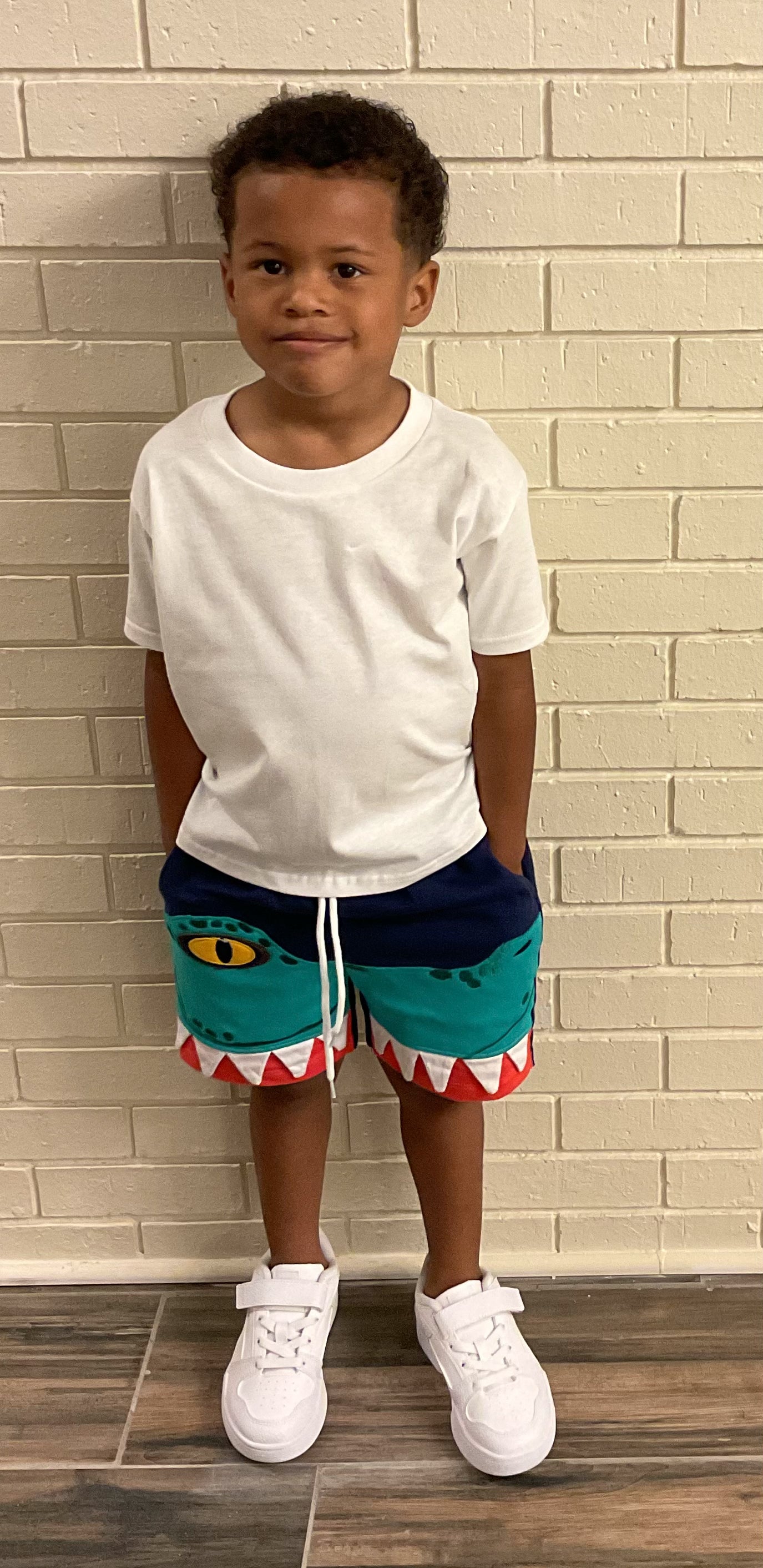 “Liam” Boys Crocodile shorts with white T shirt